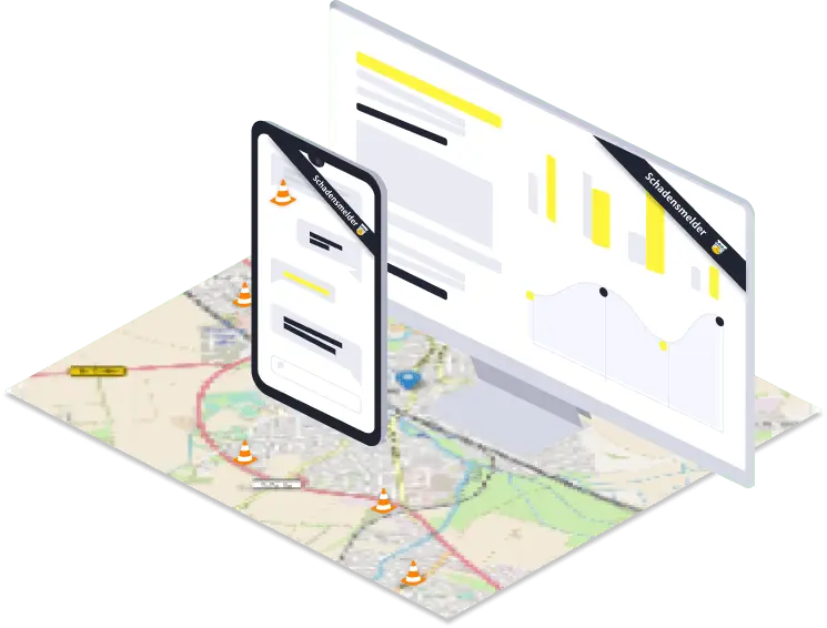 Illustration, die zeigt, dass für ein digitales Produkt einiges im Hintergrund passiert