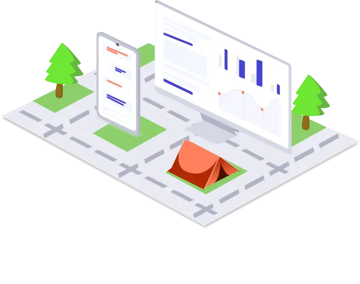 Illustration, die unsere Lösung für Campingplätze darstellt
